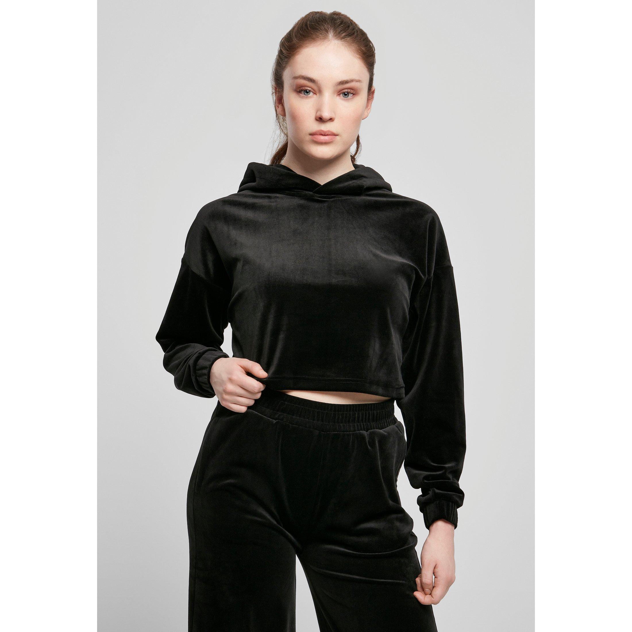 URBAN CLASSICS  damen-hoodie cropped velvet oversized (gt) 