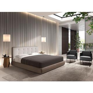 ANGEL CERDA Fauteuil en tissu noir et blanc et similicuir noir  