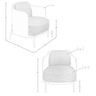 ANGEL CERDA Fauteuil en tissu noir et blanc et similicuir noir  