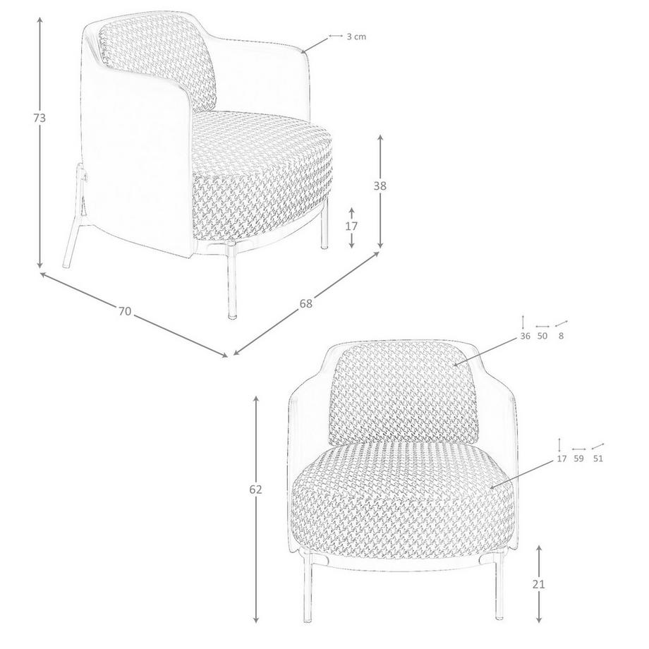 ANGEL CERDA Poltrona in tessuto bianco e nero e similpelle nera  