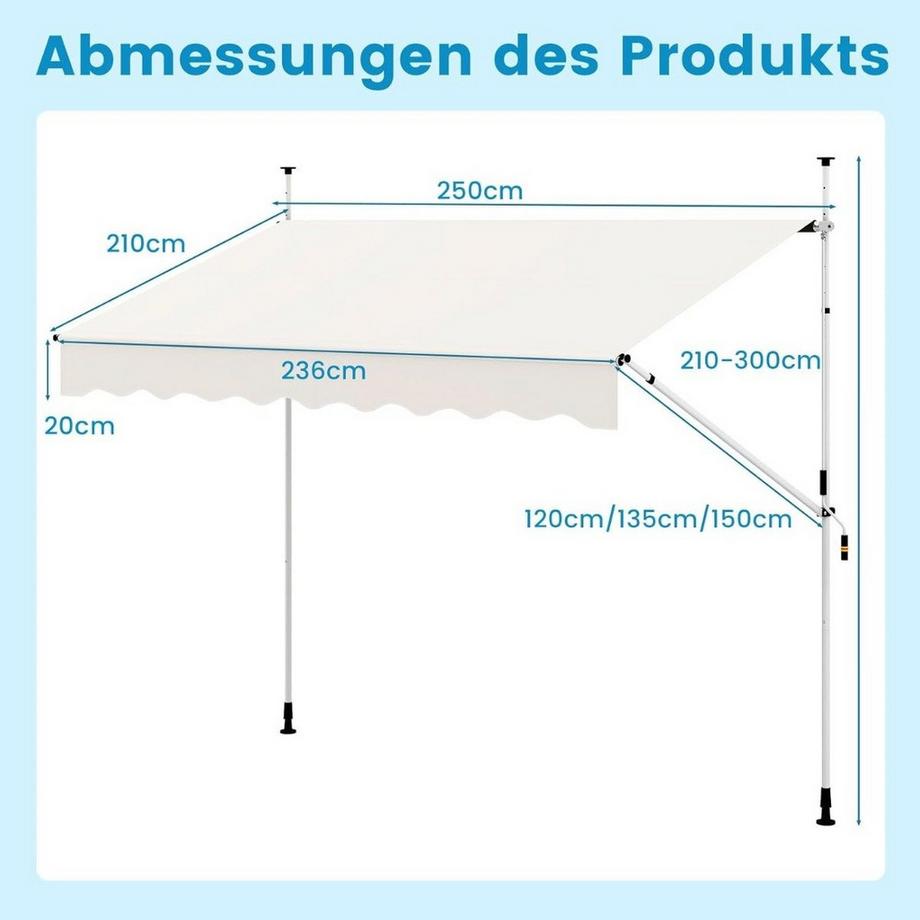 Northix Einziehbare Markise, höhenverstellbar  