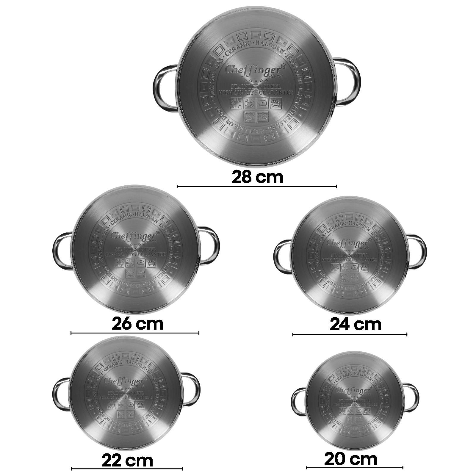 Cheffinger Ensemble de 5 Marmites 20/24/26/28/30 cm  