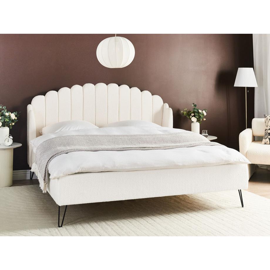 Beliani Lit avec sommier en Bouclé Rétro AMBILLOU  