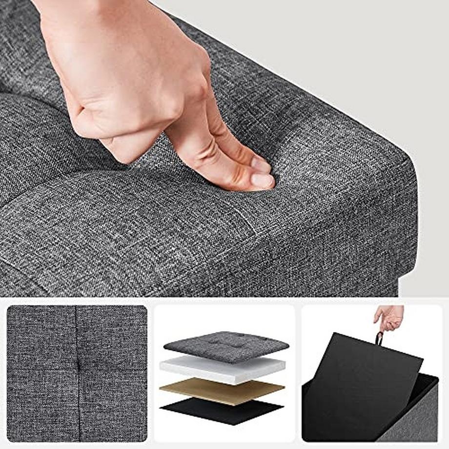 Pricenet Zusammenklappbare Aufbewahrungsbank, 120 l Fassungsvermögen, doppelseitiger Deckel  