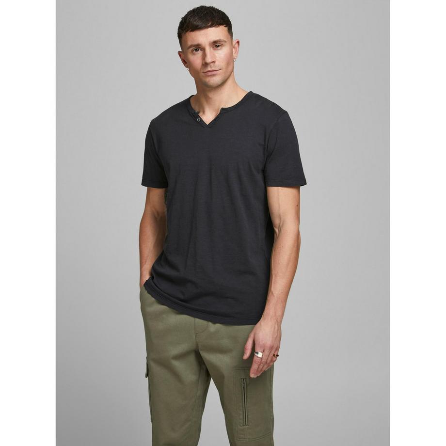 JACK & JONES T-shirt Col Fendu Manches Courtes  