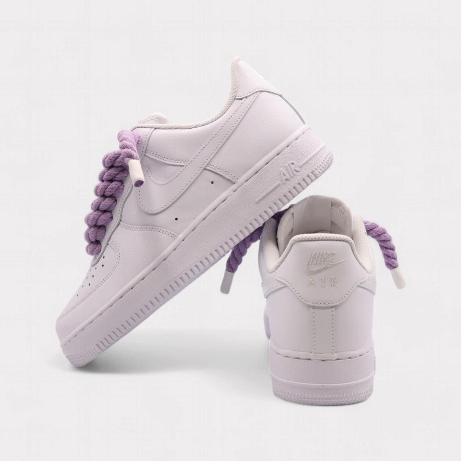NIKE Air Force 1 White Rope Lace Light Violet Sneaker  