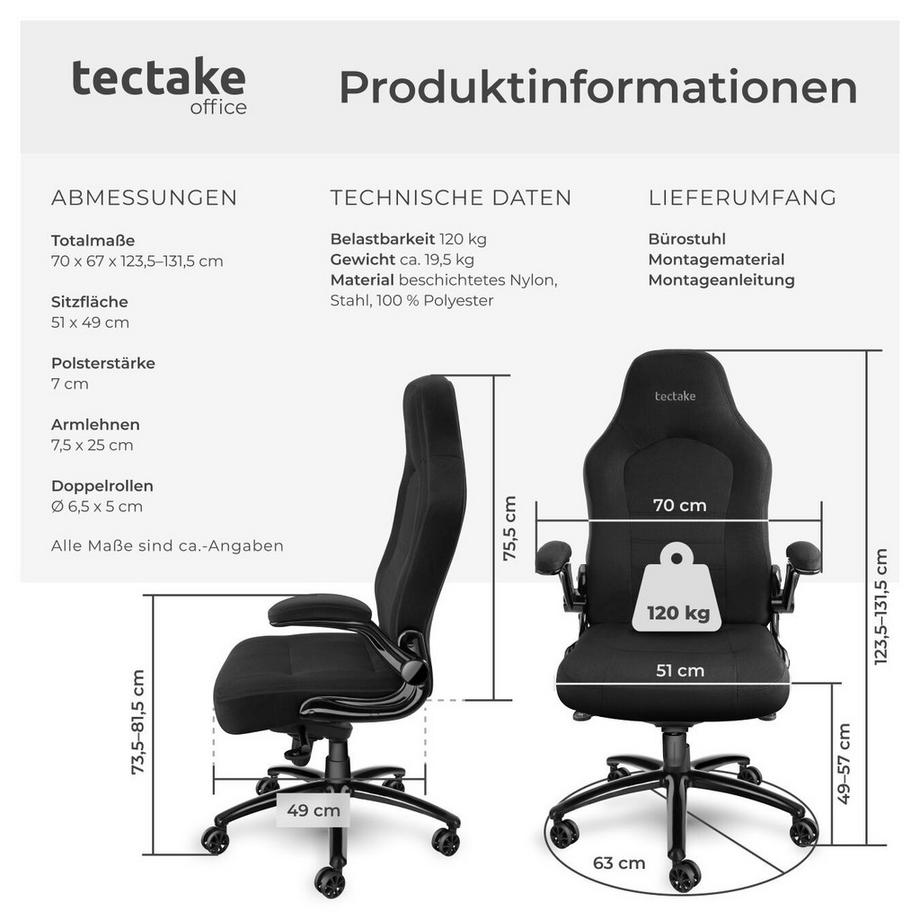 Tectake Sedia da ufficio Springsteen  forma ergonomica  