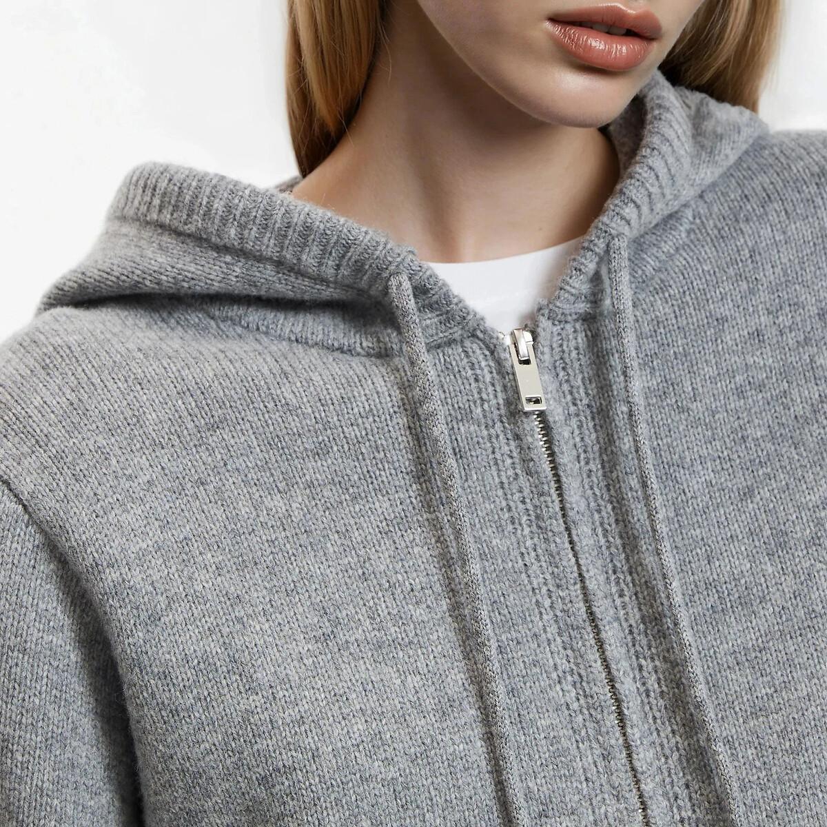 La Redoute Collections Gilet court à capuche en laine  