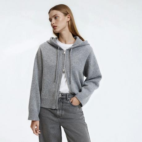 La Redoute Collections Gilet court à capuche en laine  