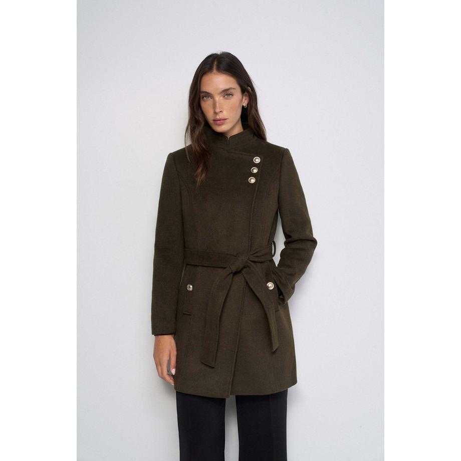Manteau en laine Button Detail