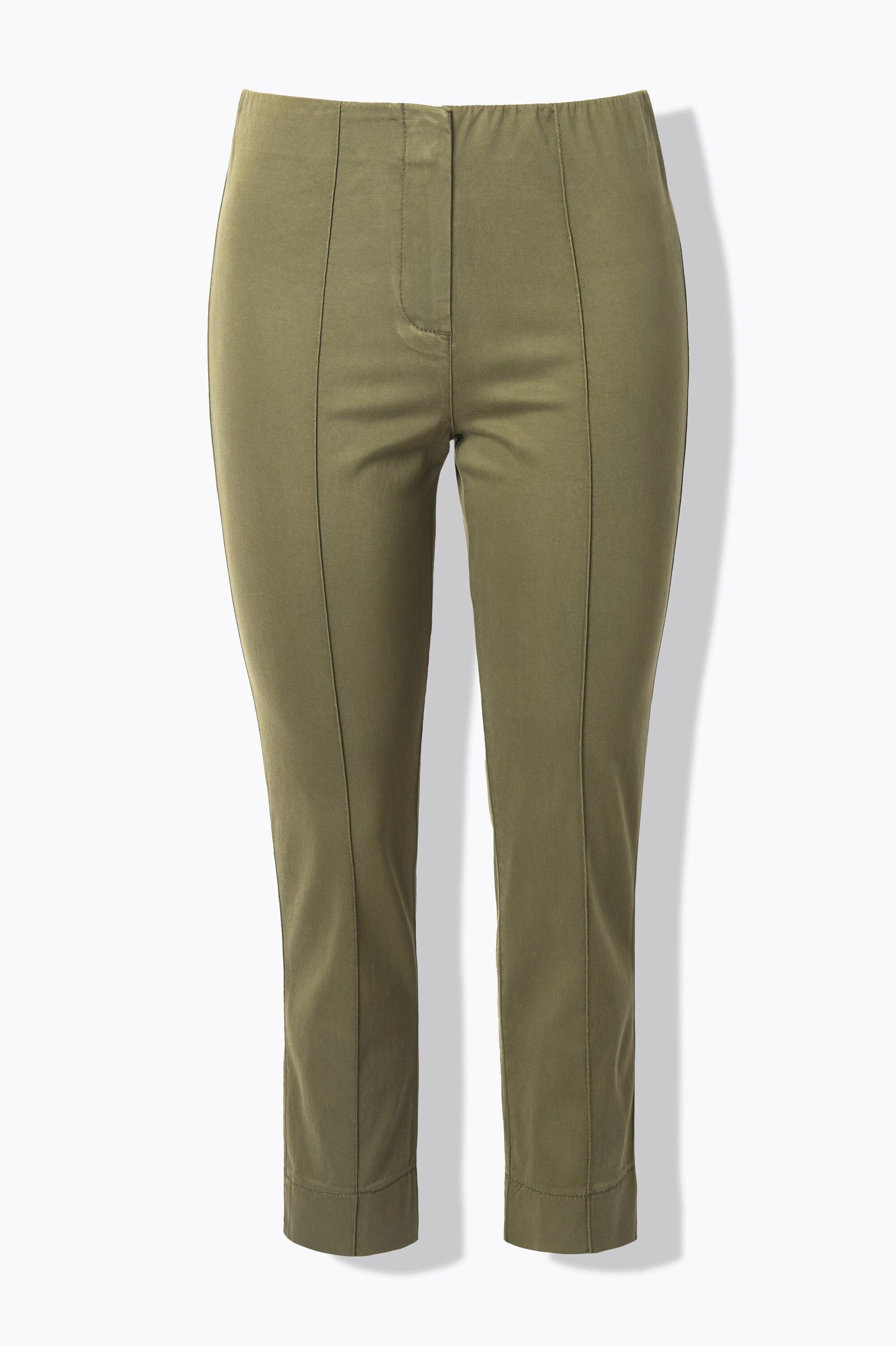 Ulla Popken  Pantalon avec passepoil et taille élastique. Coupe ajustée avec fente sur le bas de jambe. 