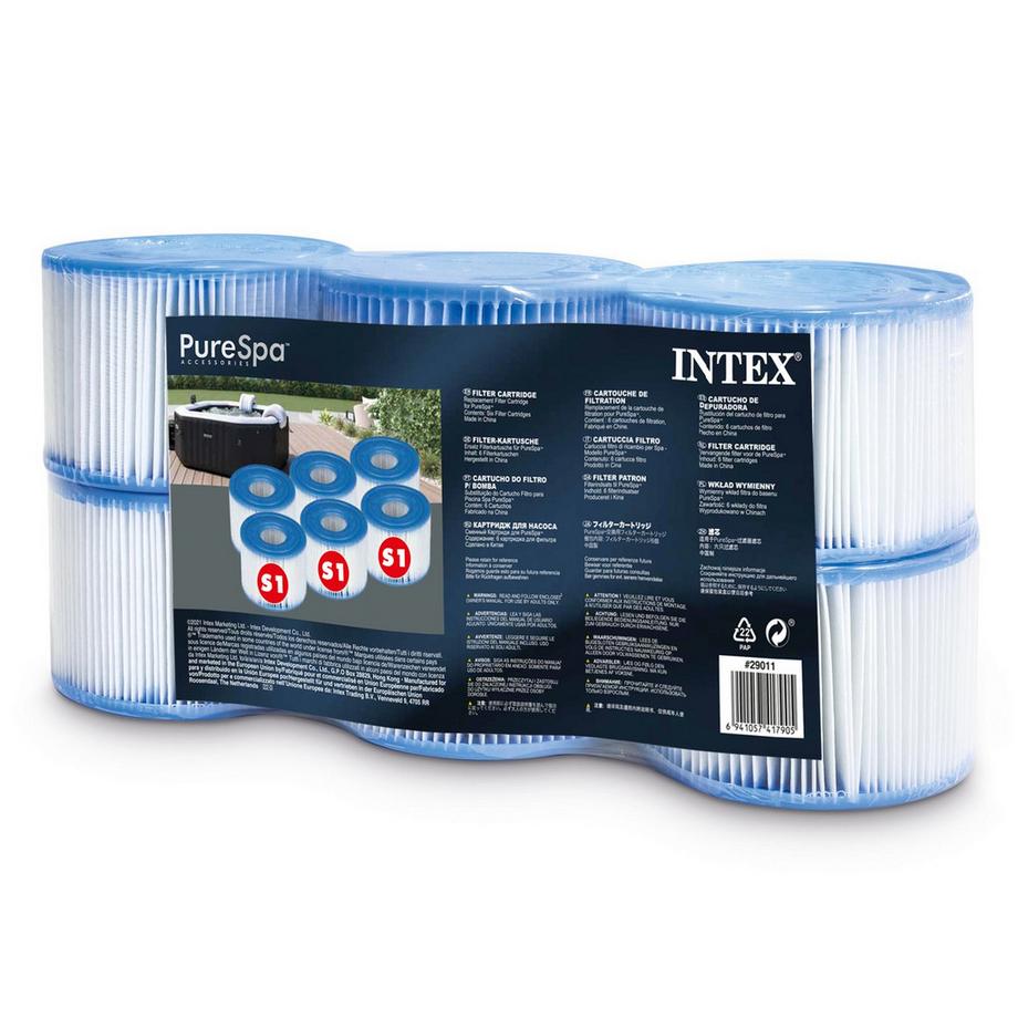 Filter S1 Satz mit 6 Stück Pure SPA INTEX 29011