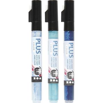 Acrylmarker Plus Color 3er Set, Blautöne