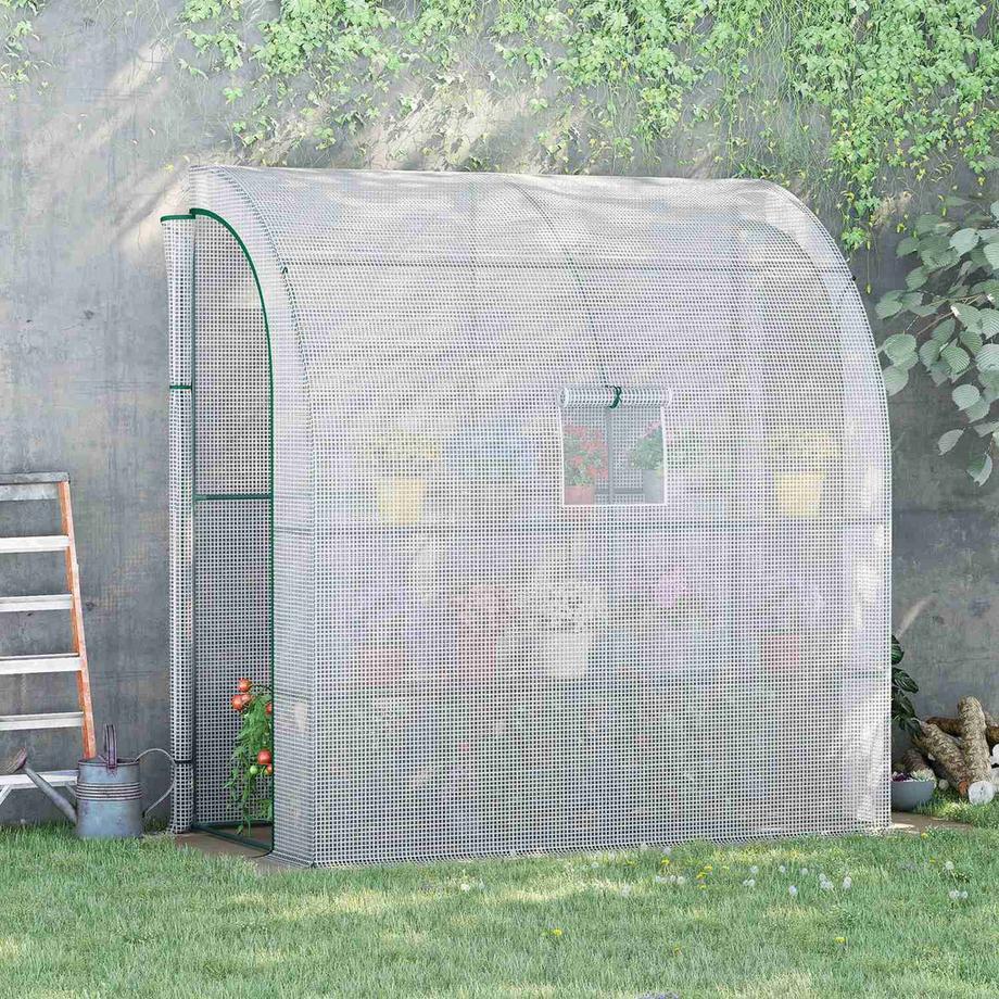 Northio Serra in pellicola serra per pomodori 200x100x215cm con finestre in rete e porte avvolgibili Protezione UV in bianco per piante e giardino  