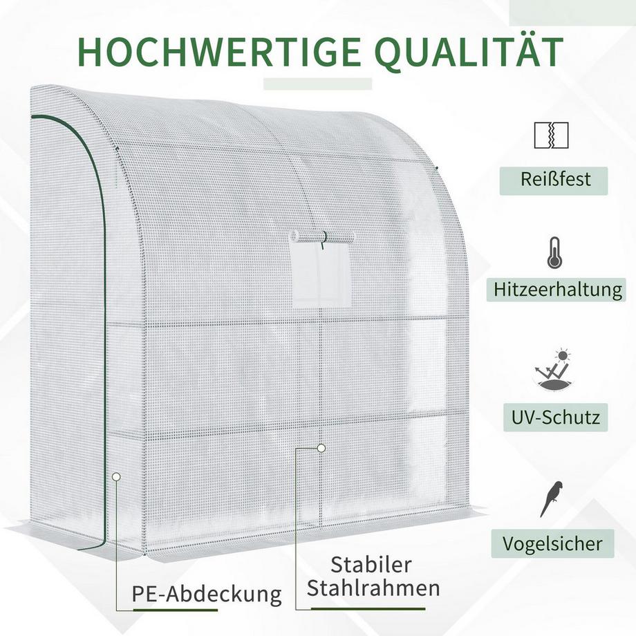 Northio Serra in pellicola serra per pomodori 200x100x215cm con finestre in rete e porte avvolgibili Protezione UV in bianco per piante e giardino  