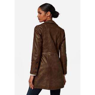 RICANO  Manteau en cuir  Lucy, avec boutons et col réversible 