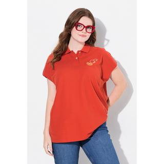 Ulla Popken  Poloshirt, Stickerei, Polokragen, Halbarm, Biobaumwolle 