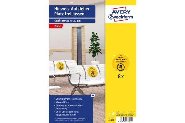 Avery-Zweckform  AVERY ZWECKFORM Hinweis-Aufkleber DE 20cm 49405Z Platz frei lassen 8 Stück 