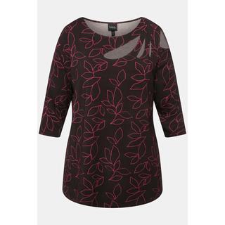 Ulla Popken  Shirt, Cut-Outs, A-Linie, U-Boot-Ausschnitt. 3/4-Arm 