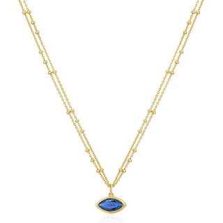 Glanzstücke München  Kette mit Anhänger Sterling Silber gelbgold Zirkonia blau 