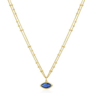 Kette mit Anhänger Sterling Silber gelbgold Zirkonia blau