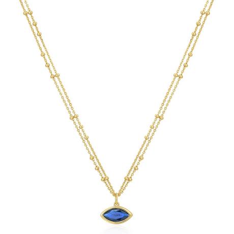 Glanzstücke München  Kette mit Anhänger Sterling Silber gelbgold Zirkonia blau 