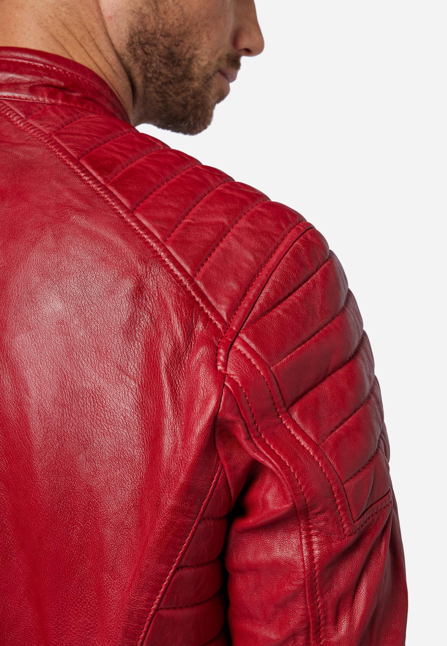 RICANO  Blouson en cuir pour homme Cooper - style motard avec col montant 