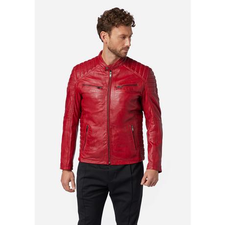 RICANO  Blouson en cuir pour homme Cooper - style motard avec col montant 