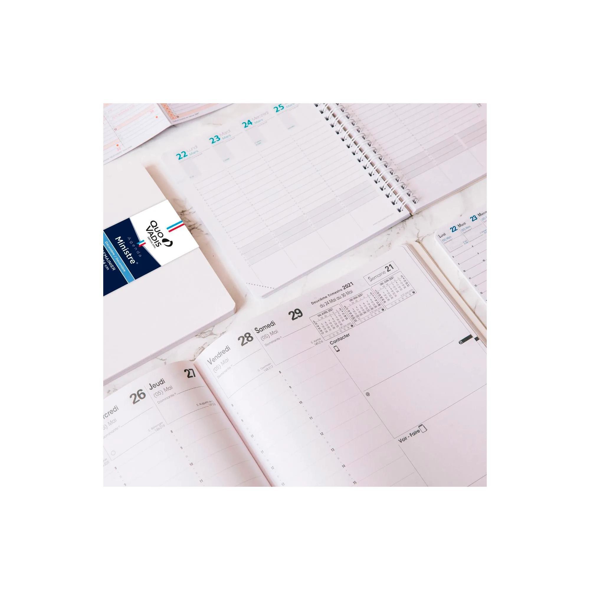 Quo Vadis Quo Vadis - Einlagen Terminkalender - 2025 - Bloc Planing - Tageskalender - Französisch - Jan/Dez - 11,5x14,5 cm - Clairefontaine-Pa pier Weiß - Hergestellt in Frankreich  