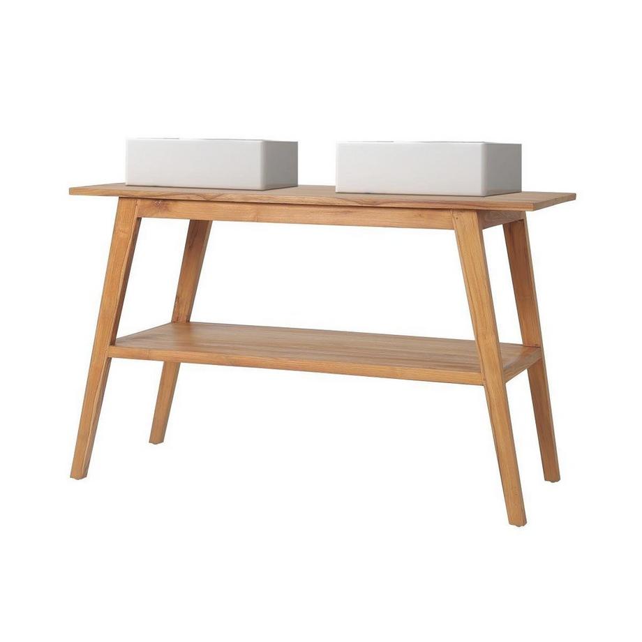 Badmöbel mit Doppelwaschbecken - Teakholz - 120 cm - BOBOTSARI