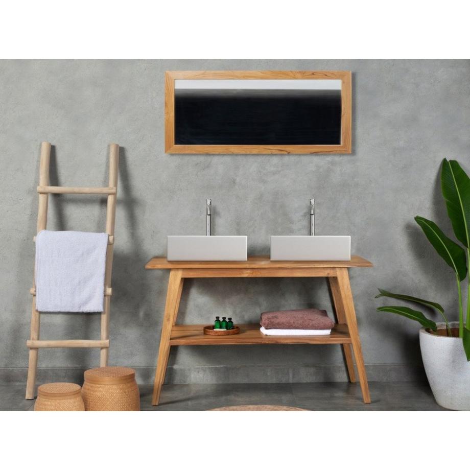 Vente-unique Badmöbel mit Doppelwaschbecken - Teakholz - 120 cm - BOBOTSARI  