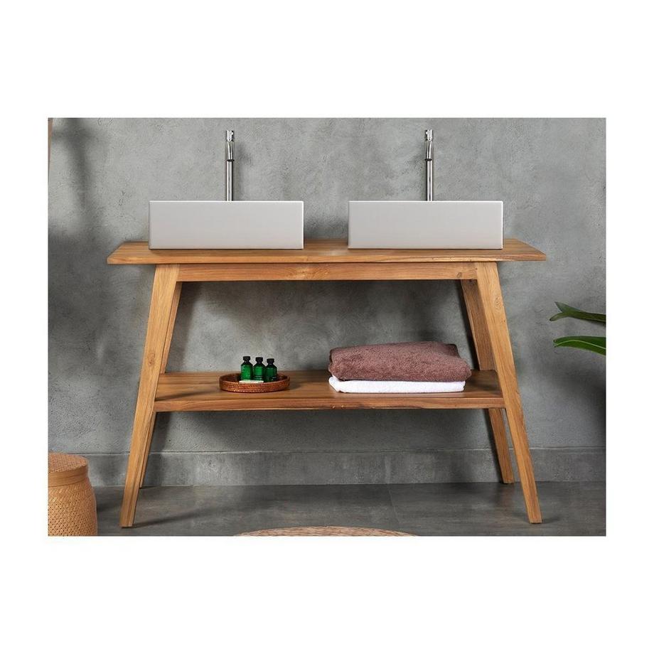 Vente-unique Badmöbel mit Doppelwaschbecken - Teakholz - 120 cm - BOBOTSARI  