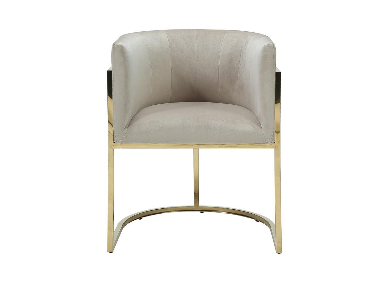 PASCAL MORABITO Lot de 6 chaises avec accoudoirs - Velours et acier inoxydable - Beige et doré - PERIA de Pascal MORABITO  