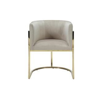 PASCAL MORABITO Lot de 6 chaises avec accoudoirs - Velours et acier inoxydable - Beige et doré - PERIA de Pascal MORABITO  