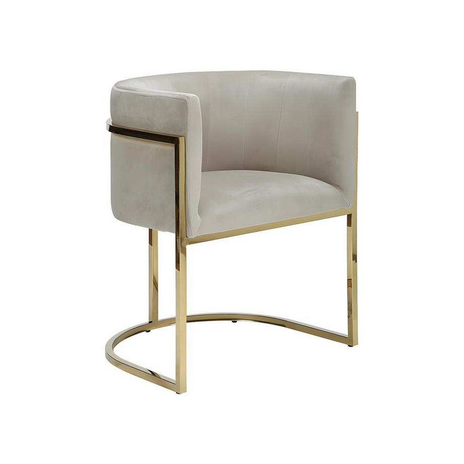 PASCAL MORABITO Stuhl mit Armlehnen 6er-Set - Samt & Metall - Beige & Goldfarben - PERIA von Pascal MORABITO  