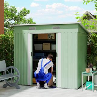 Northio Casetta per attrezzi in metallo 2,3 m² 207 x 130 x 182 cm con finestra a tetto piano telaio verde  