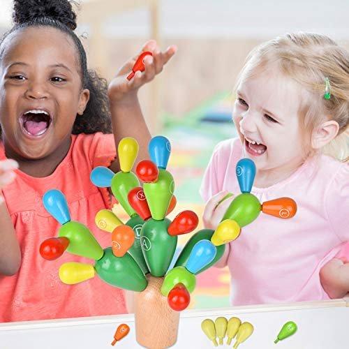 Activity-board  Balance Kaktus Holz für Kinder, Holzblöcke Spielzeug Kaktus Konstruktionsspielzeug Mosaik 