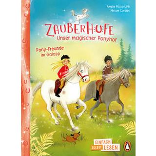 Penguin JUNIOR - Einfach selbst lesen: Zauberhufe - Unser magischer Ponyhof - Pony-Freunde im Galopp Plaas-Link, Amelie; Cordes, Miriam (Illustrationen) Copertina rigida 