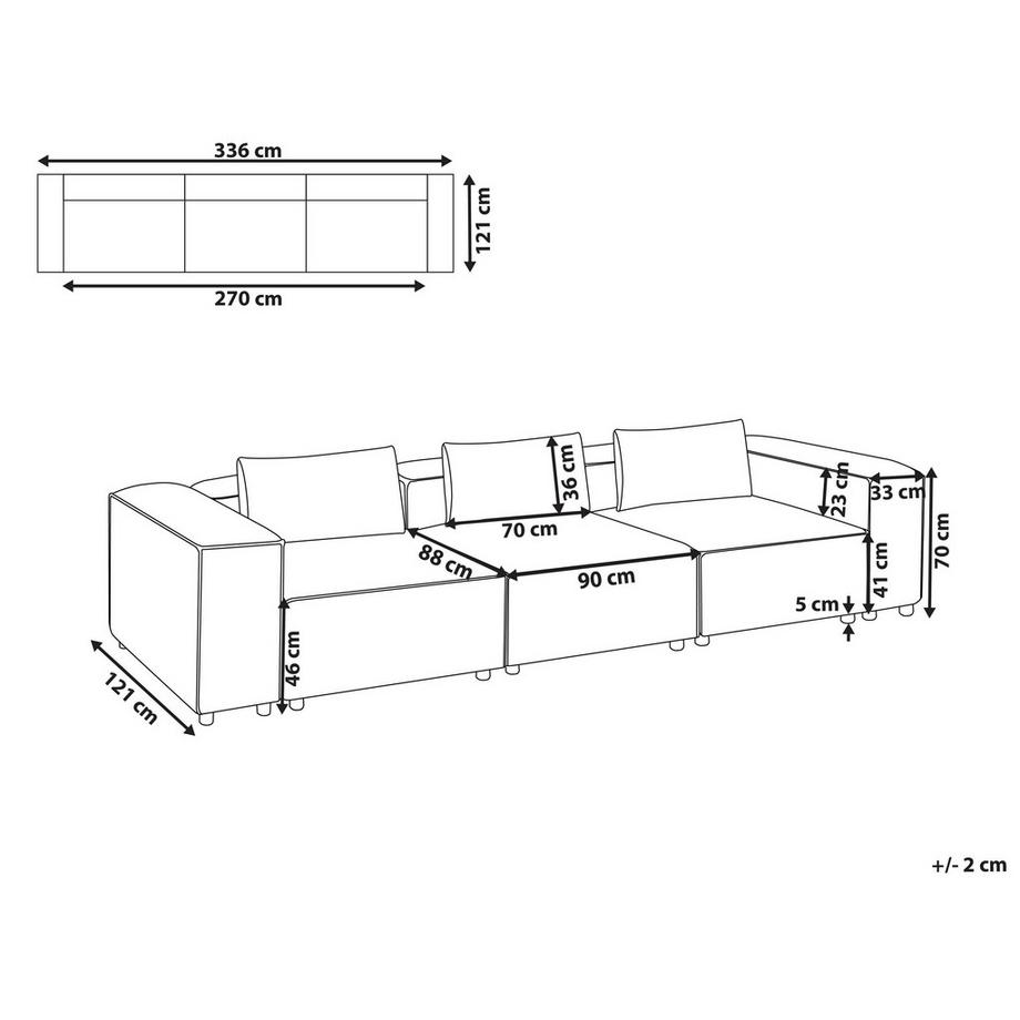 Beliani Canapé 3 places en Tissu Moderne BRANDE  