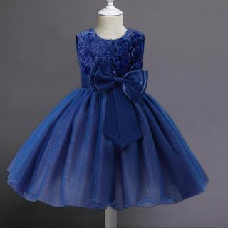 B2X  Abendkleid mit Schleife und Blumen - Blau (130) 