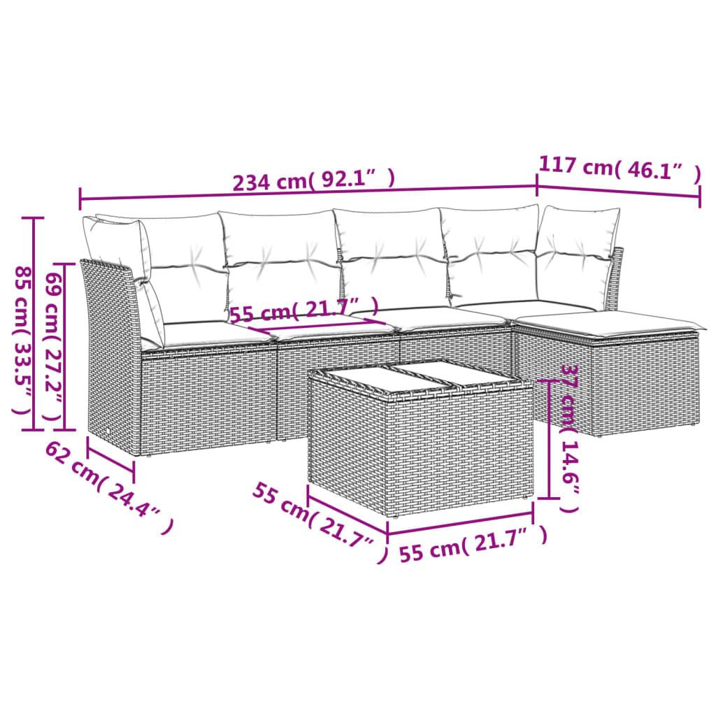 VidaXL set divano da giardino Polirattan  