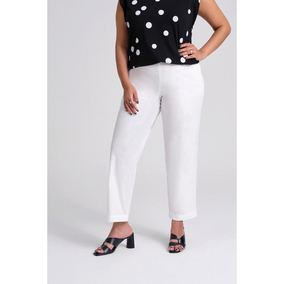 Ulla Popken Pantalon Chino Ruby 7/8 Taille Élastique Jambe Droite Large  