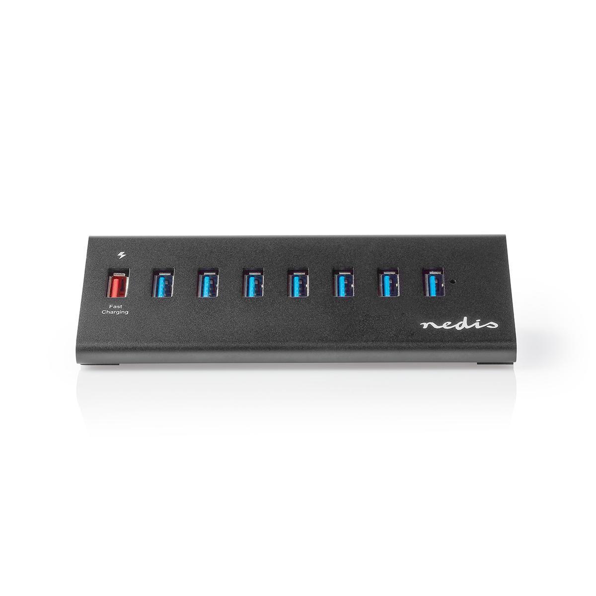 Nedis  Hub USB | USB Micro-B femmina | USB-A femmina | 8 porte | QC3.0 / USB 3.2 Gen 1 | Adattatore di alimentazione / Alimentazione USB | 5 Gbps | 8x USB 