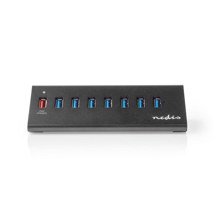 Nedis  USB-Hub | USB Micro-B-Buchse | USB-A-Buchse | 8-Port-Anschluss/-Anschlüsse | QC3.0 / USB 3.2 Gen 1 | Netzteil / USB Power | 5 Gbps | 8x USB 