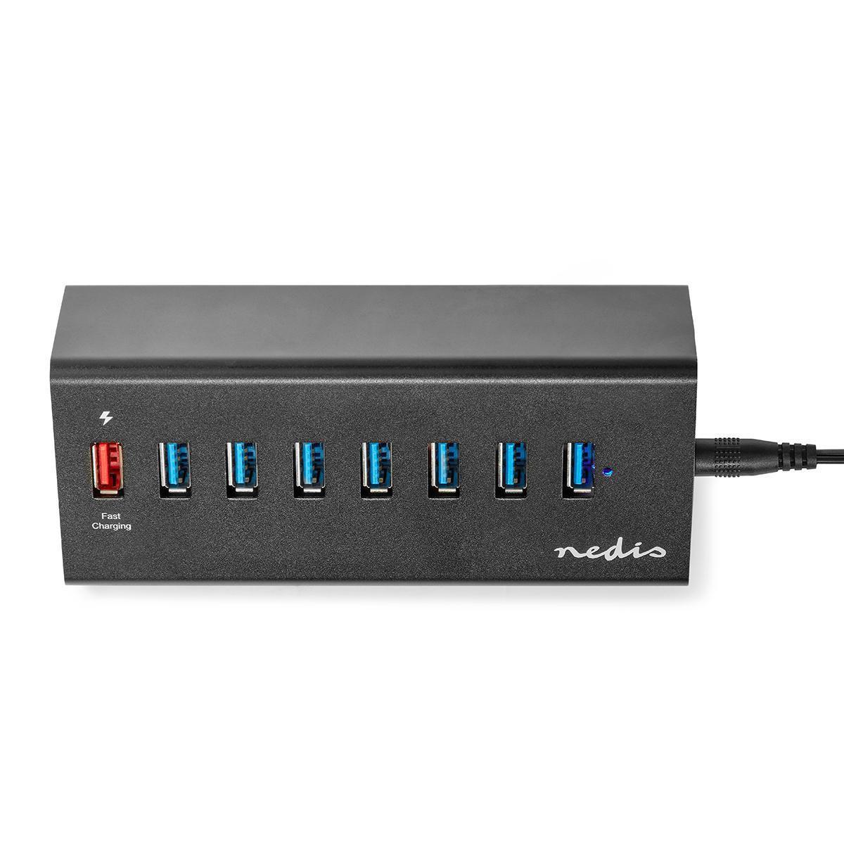 Nedis  Hub USB | USB Micro-B femelle | USB-A femelle | 8-Port(s) | QC3.0 / USB 3.2 Gen 1 | Adaptateur d'alimentation / USB Power | 5 Gbps | 8x USB 