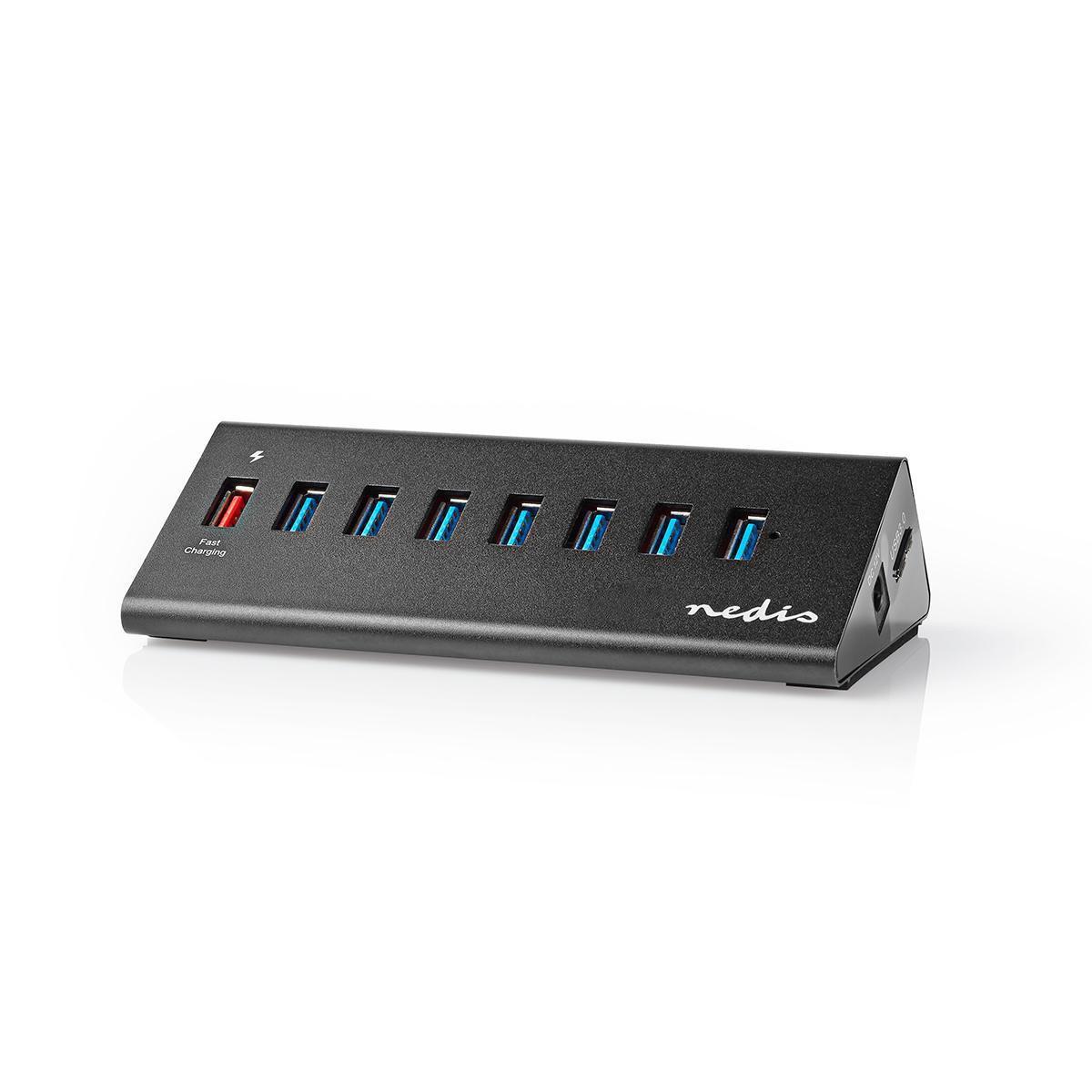 Nedis  Hub USB | USB Micro-B femelle | USB-A femelle | 8-Port(s) | QC3.0 / USB 3.2 Gen 1 | Adaptateur d'alimentation / USB Power | 5 Gbps | 8x USB 