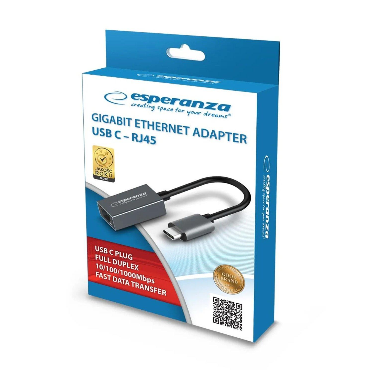 ESPERANZA  Netzwerkadapter - RJ45 auf USB Typ C 