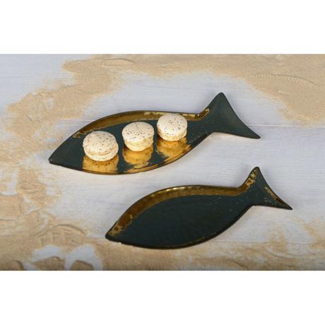 Aulica Goldene gehämmerte Fischschale 24,5cm  