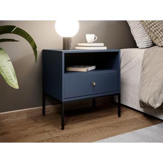 Vente-unique Comodino 1 cassetto e 1 nicchia Blu - Lotto di 2 - BOGDAN  