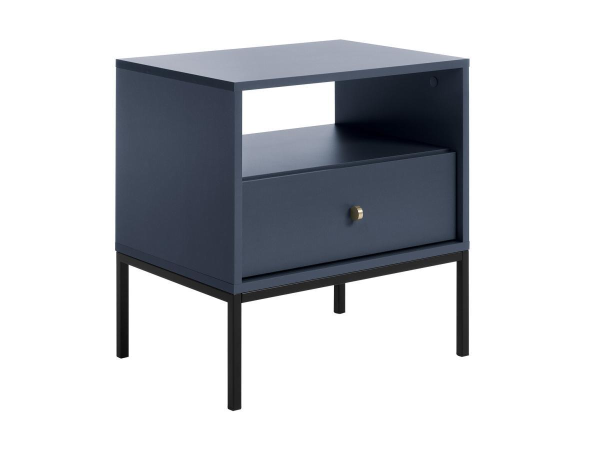 Vente-unique Comodino 1 cassetto e 1 nicchia Blu - Lotto di 2 - BOGDAN  